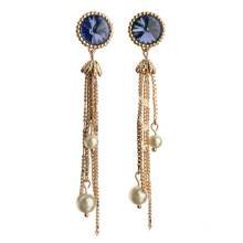 Fashion High Quality 18k long chain crystal tassel hanging earring